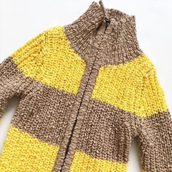 Peek tan sparkle knit zip up sweater EUC XS(2/3T) - Picture 2 of 2